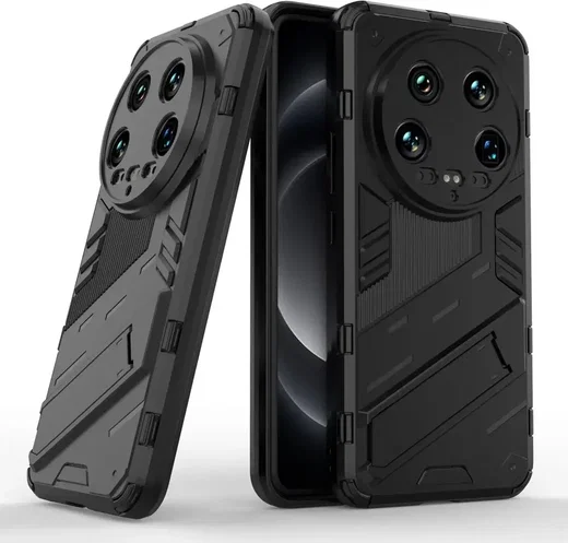 Xiaomi 14 Ultra Hoesje Shockproof Kickstand Back Cover Zwart afbeelding 3