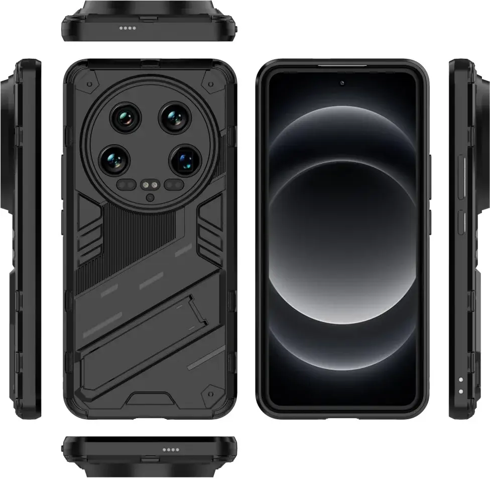 Xiaomi 14 Ultra Hoesje Shockproof Kickstand Back Cover Zwart afbeelding 4