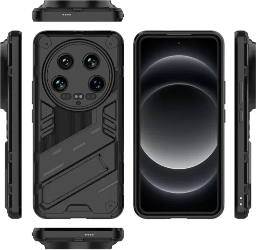 Xiaomi 14 Ultra Hoesje Shockproof Kickstand Back Cover Zwart afbeelding 4