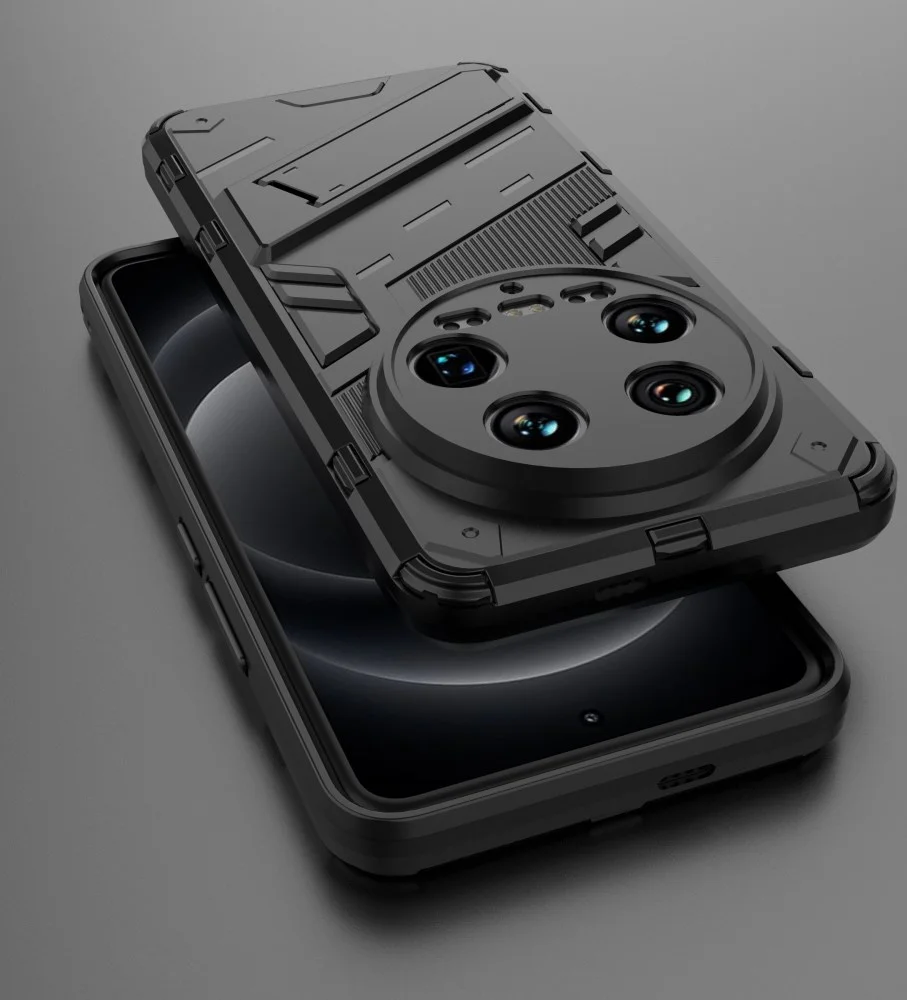 Xiaomi 14 Ultra Hoesje Shockproof Kickstand Back Cover Zwart afbeelding 5
