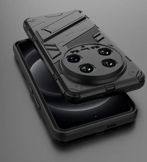 Xiaomi 14 Ultra Hoesje Shockproof Kickstand Back Cover Zwart afbeelding 5