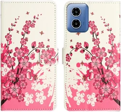 Motorola Moto G04 / G24 Hoesje Portemonnee Book Case Flower Print afbeelding