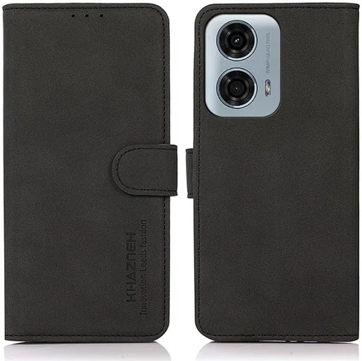 KHAZNEH Motorola Moto G24 Power Hoesje Retro Wallet Book Case Zwart afbeelding 2