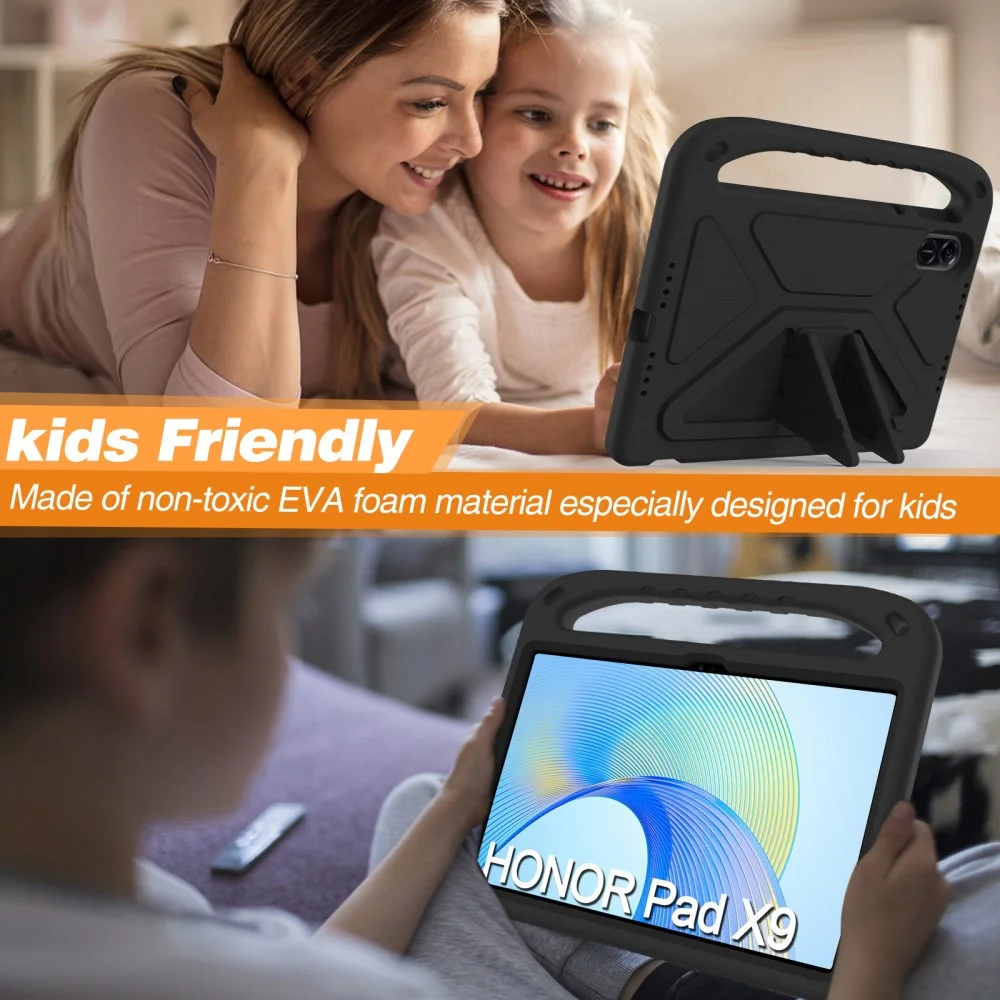 Honor Pad X9 Kinder Tablethoes met Handvat en Standaard Zwart afbeelding 4