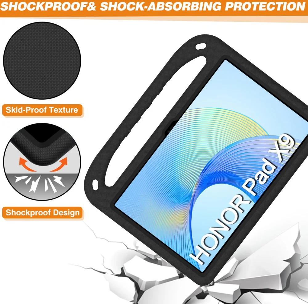 Honor Pad X9 Kinder Tablethoes met Handvat en Standaard Zwart afbeelding 5