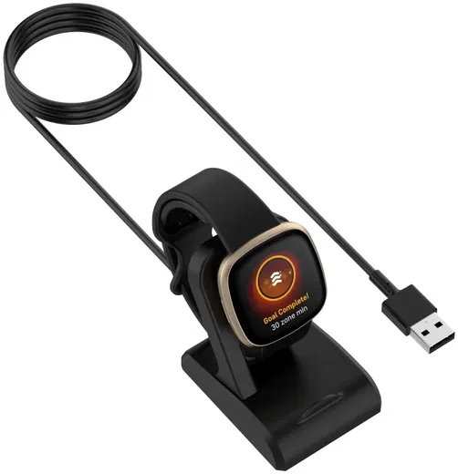 Fitbit Versa 4 / 3 / Sense / 2 Oplaadkabel en Dock Standaard 1 Meter Zwart afbeelding 3