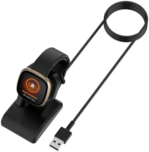 Fitbit Versa 4 / 3 / Sense / 2 Oplaadkabel en Dock Standaard 1 Meter Zwart afbeelding 4