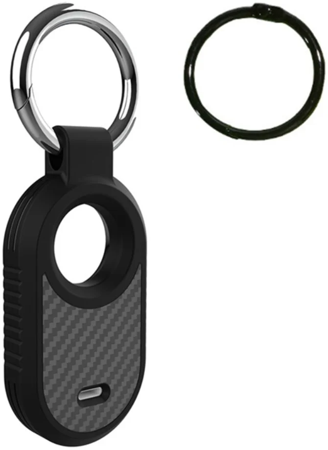 Samsung Galaxy SmartTag 2 Hoesje TPU met Ring Carbon Fiber Zwart afbeelding 1