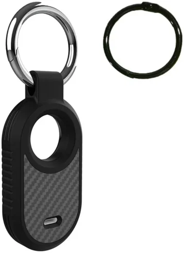 Samsung Galaxy SmartTag 2 Hoesje TPU met Ring Carbon Fiber Zwart afbeelding 1