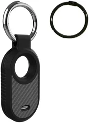 Samsung Galaxy SmartTag 2 Hoesje TPU met Ring Carbon Fiber Zwart afbeelding
