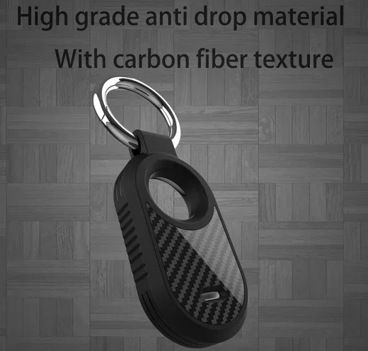 Samsung Galaxy SmartTag 2 Hoesje TPU met Ring Carbon Fiber Zwart afbeelding 2
