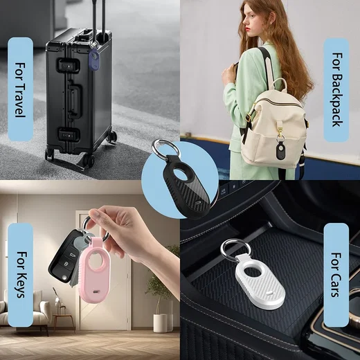 Samsung Galaxy SmartTag 2 Hoesje TPU met Ring Carbon Fiber Zwart afbeelding 3