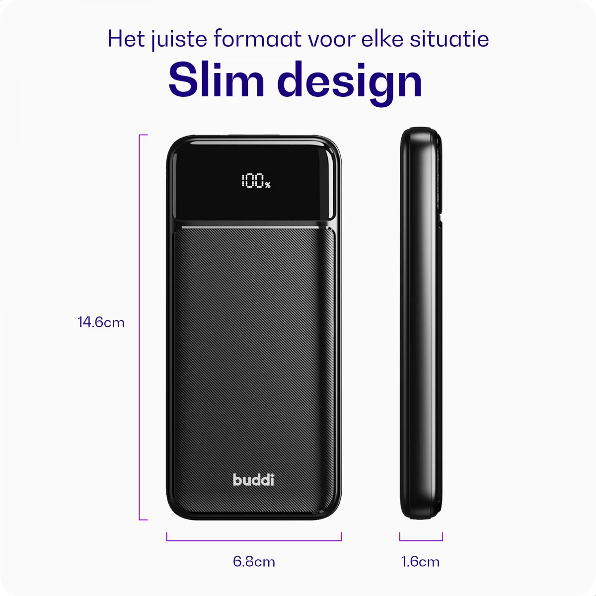 Buddi Boost 10.000 mAh Powerbank Reisformaat Met Display Zwart 22.5W afbeelding 9