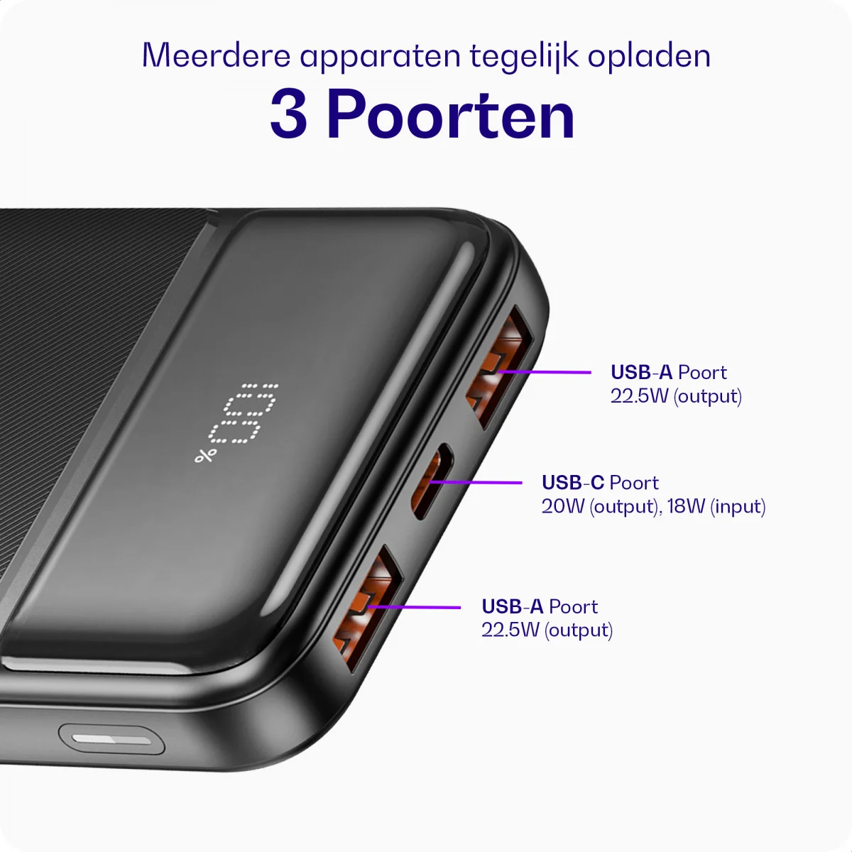 Buddi Boost 10.000 mAh Powerbank Reisformaat Met Display Zwart 22.5W afbeelding 5
