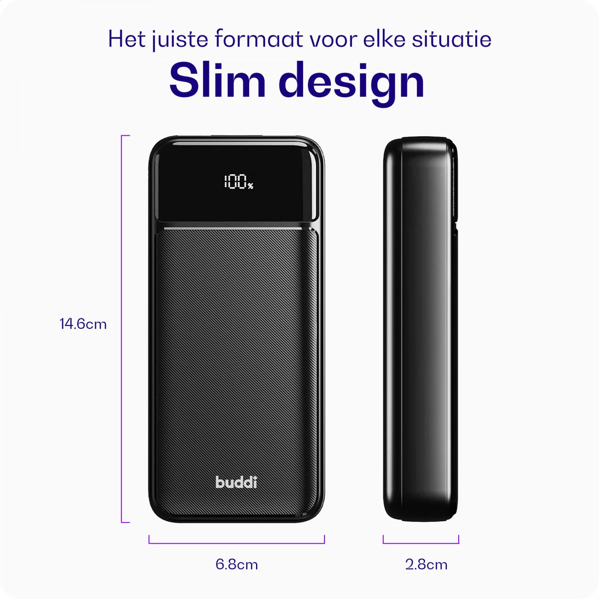 Buddi Boost 20.000 mAh Powerbank Reisformaat Met Display Zwart 22.5W afbeelding 8