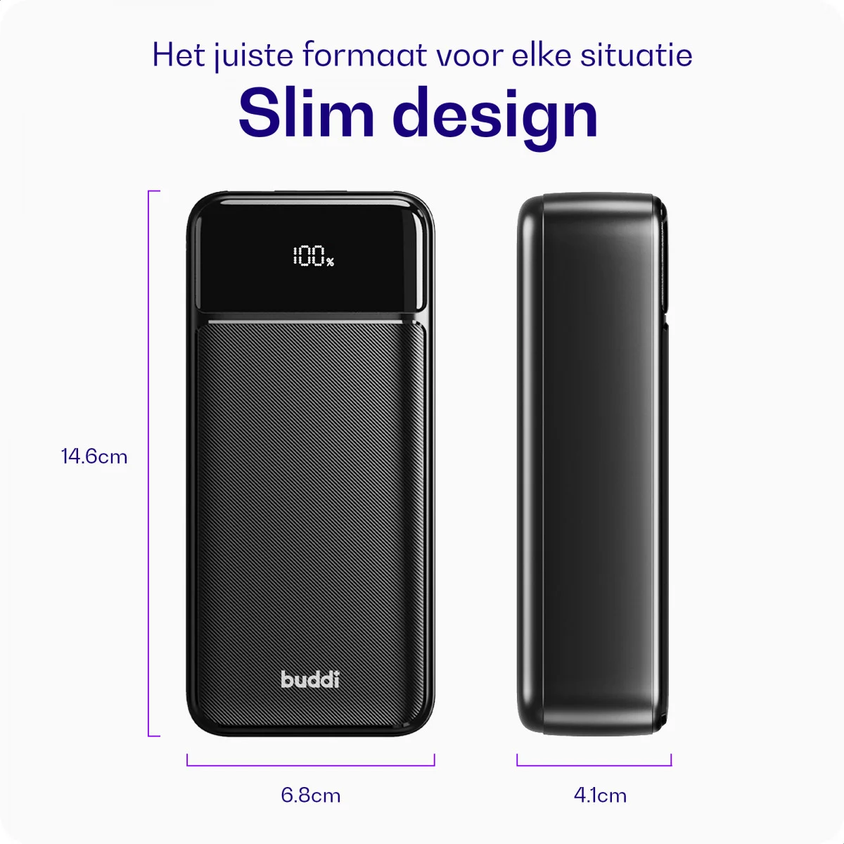Buddi Boost 30.000 mAh Powerbank Reisformaat Met Display Zwart 22.5W afbeelding 8