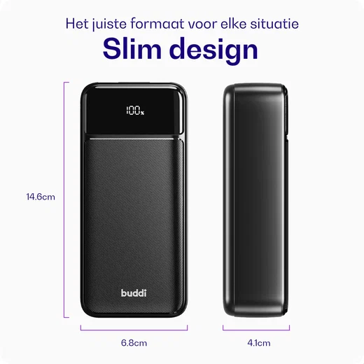 Buddi Boost 30.000 mAh Powerbank Reisformaat Met Display Zwart 22.5W afbeelding 8