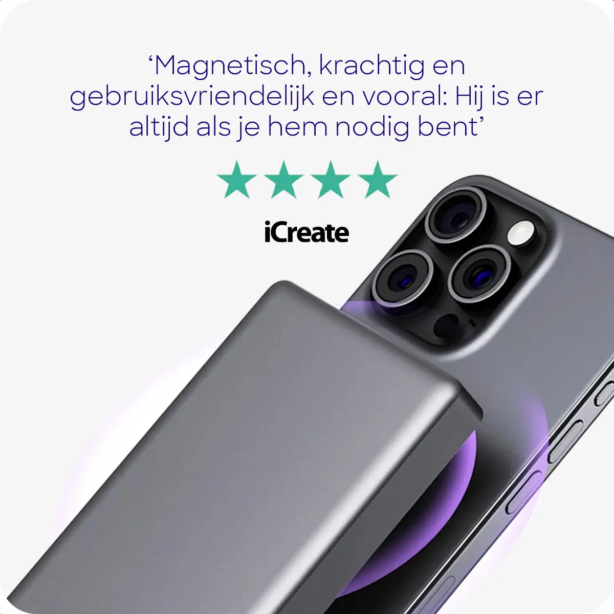 Buddi Connect 10.000mAh MagSafe Powerbank 20W USB-C Draadloos Zwart Snellader afbeelding 3