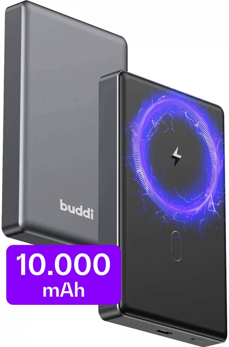Buddi Connect 10.000mAh MagSafe Powerbank 20W USB-C Draadloos Zwart Snellader afbeelding 16