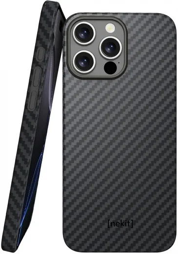 NEKIT Fiber Apple iPhone 16 Pro Max Hoesje MagSafe Kevlar Back Cover Dun Zwart afbeelding 1