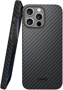 NEKIT Fiber Apple iPhone 16 Pro Max Hoesje MagSafe Kevlar Back Cover Dun Zwart