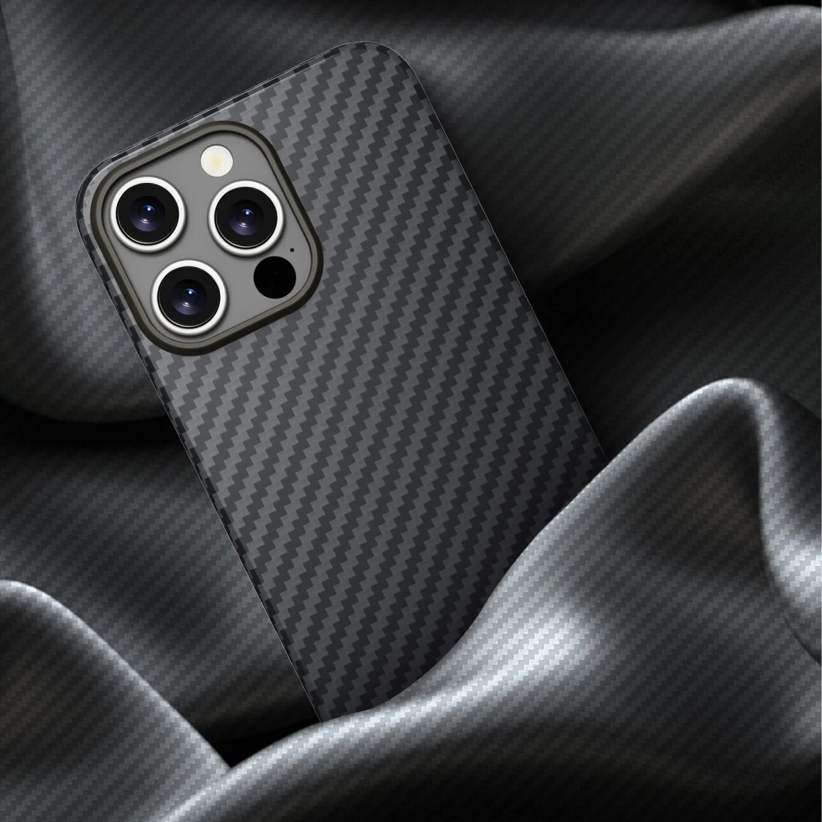 NEKIT Fiber Apple iPhone 16 Pro Max Hoesje MagSafe Kevlar Back Cover Dun Zwart afbeelding 12
