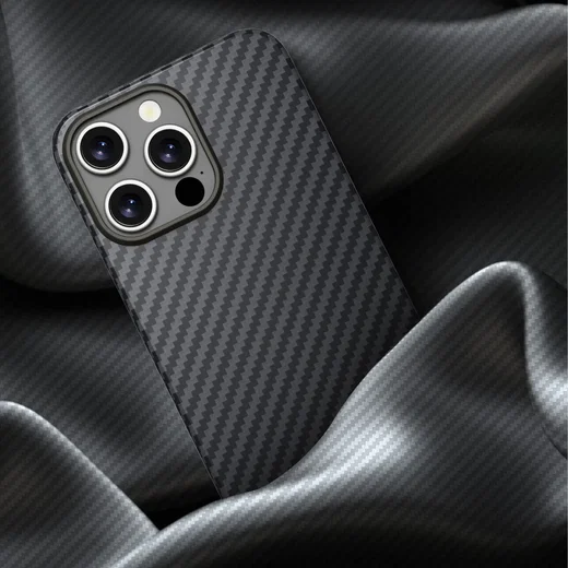 NEKIT Fiber Apple iPhone 16 Pro Max Hoesje MagSafe Kevlar Back Cover Dun Zwart afbeelding 12