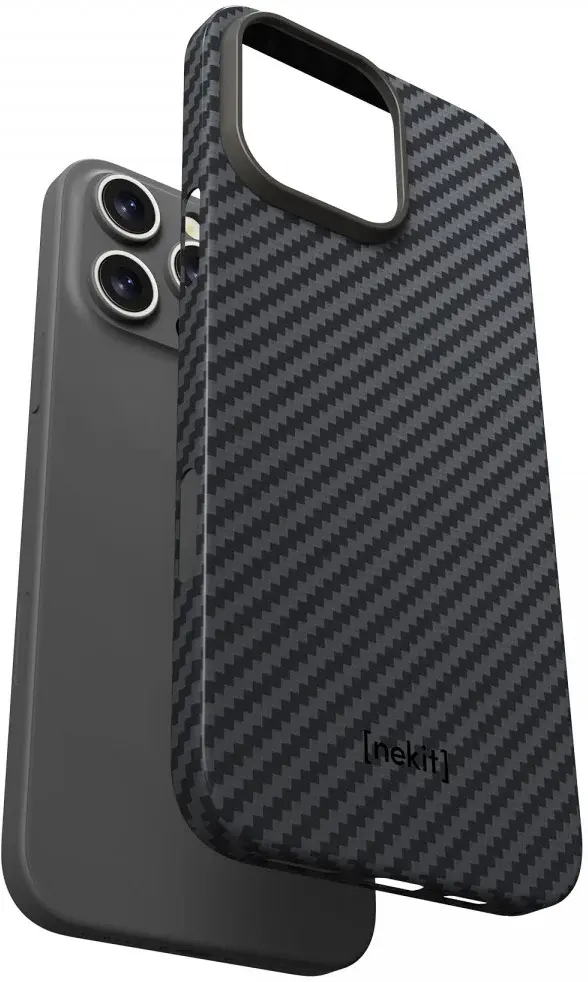 NEKIT Fiber Apple iPhone 16 Pro Max Hoesje MagSafe Kevlar Back Cover Dun Zwart afbeelding 13