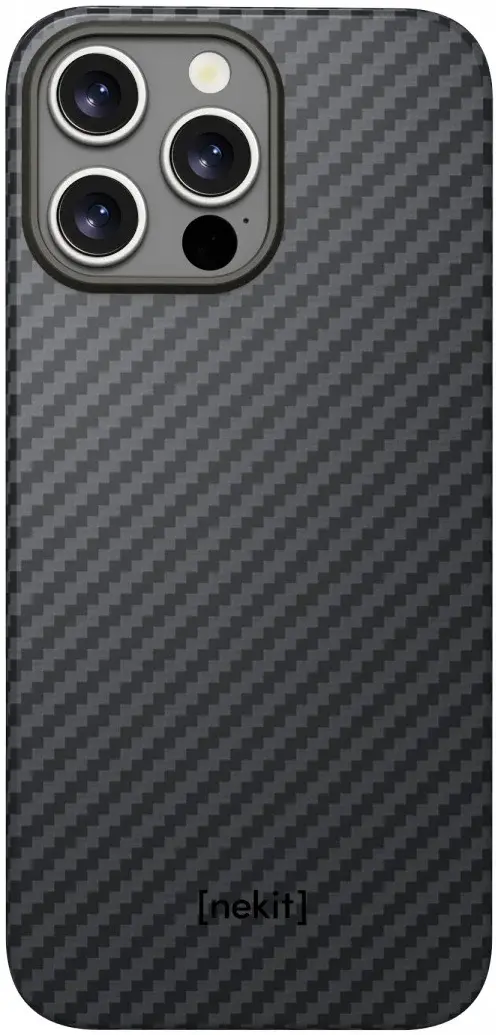 NEKIT Fiber Apple iPhone 16 Pro Max Hoesje MagSafe Kevlar Back Cover Dun Zwart afbeelding 14