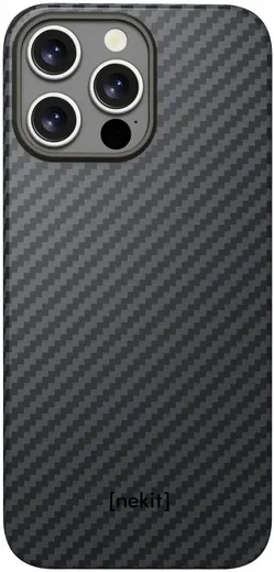 NEKIT Fiber Apple iPhone 16 Pro Max Hoesje MagSafe Kevlar Back Cover Dun Zwart afbeelding 14