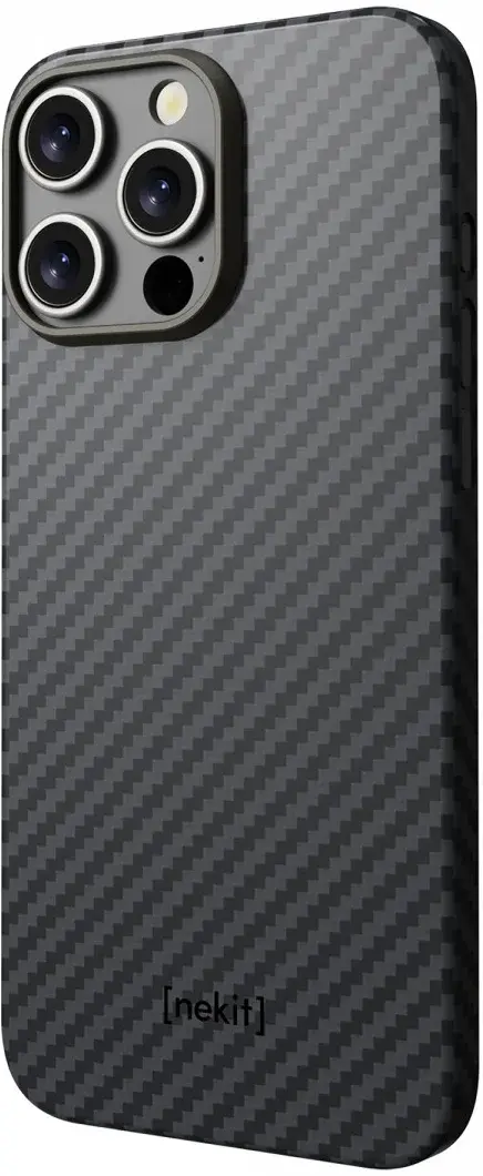 NEKIT Fiber Apple iPhone 16 Pro Max Hoesje MagSafe Kevlar Back Cover Dun Zwart afbeelding 15