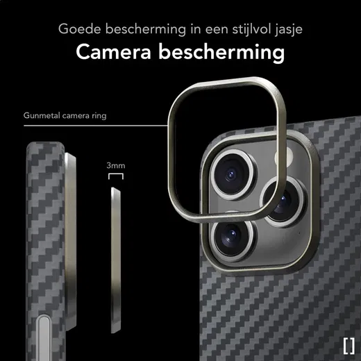 NEKIT Fiber Apple iPhone 16 Pro Hoesje MagSafe Kevlar Back Cover Dun Zwart afbeelding 4