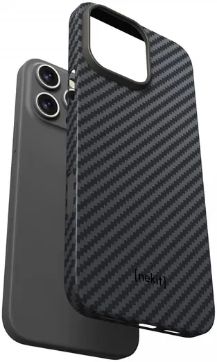 NEKIT Fiber Apple iPhone 16 Pro Hoesje MagSafe Kevlar Back Cover Dun Zwart afbeelding 12