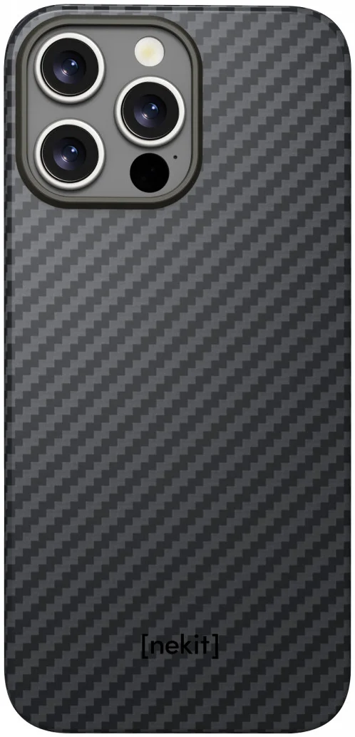 NEKIT Fiber Apple iPhone 16 Pro Hoesje MagSafe Kevlar Back Cover Dun Zwart afbeelding 13