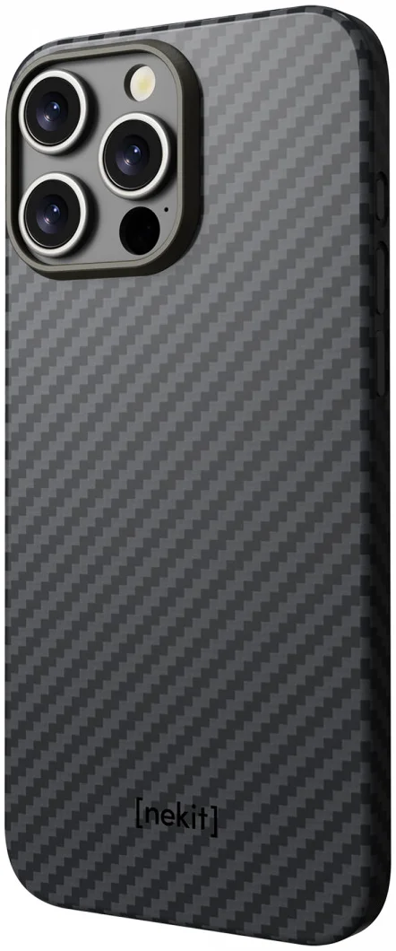 NEKIT Fiber Apple iPhone 16 Pro Hoesje MagSafe Kevlar Back Cover Dun Zwart afbeelding 14