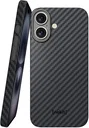 NEKIT Fiber Apple iPhone 16 Plus Hoesje MagSafe Kevlar Back Cover Dun Zwart