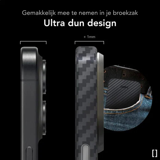 NEKIT Fiber Apple iPhone 16 Plus Hoesje MagSafe Kevlar Back Cover Dun Zwart afbeelding 6