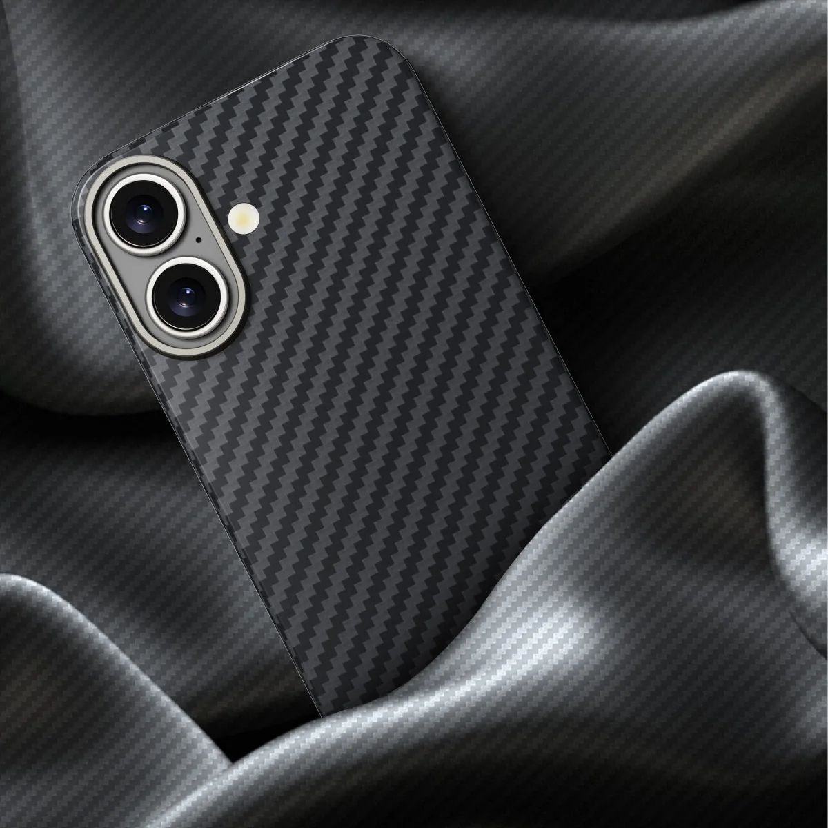NEKIT Fiber Apple iPhone 16 Plus Hoesje MagSafe Kevlar Back Cover Dun Zwart afbeelding 12