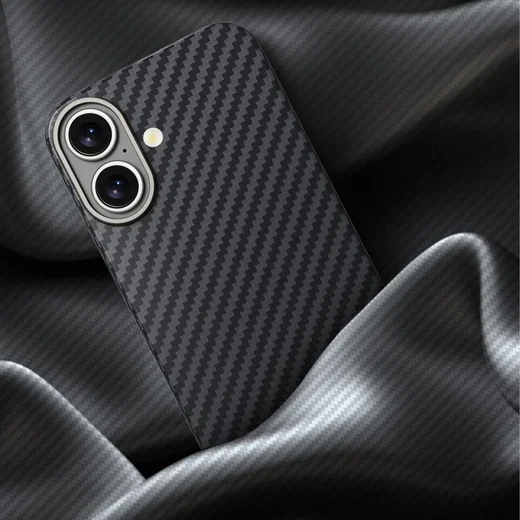 NEKIT Fiber Apple iPhone 16 Plus Hoesje MagSafe Kevlar Back Cover Dun Zwart afbeelding 12