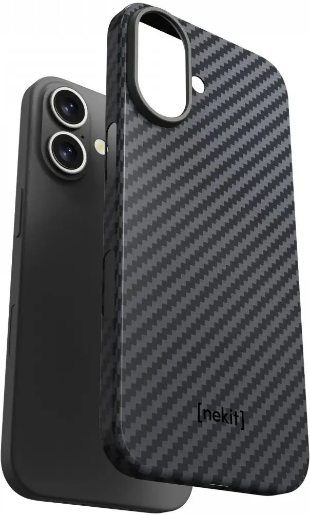 NEKIT Fiber Apple iPhone 16 Plus Hoesje MagSafe Kevlar Back Cover Dun Zwart afbeelding 13
