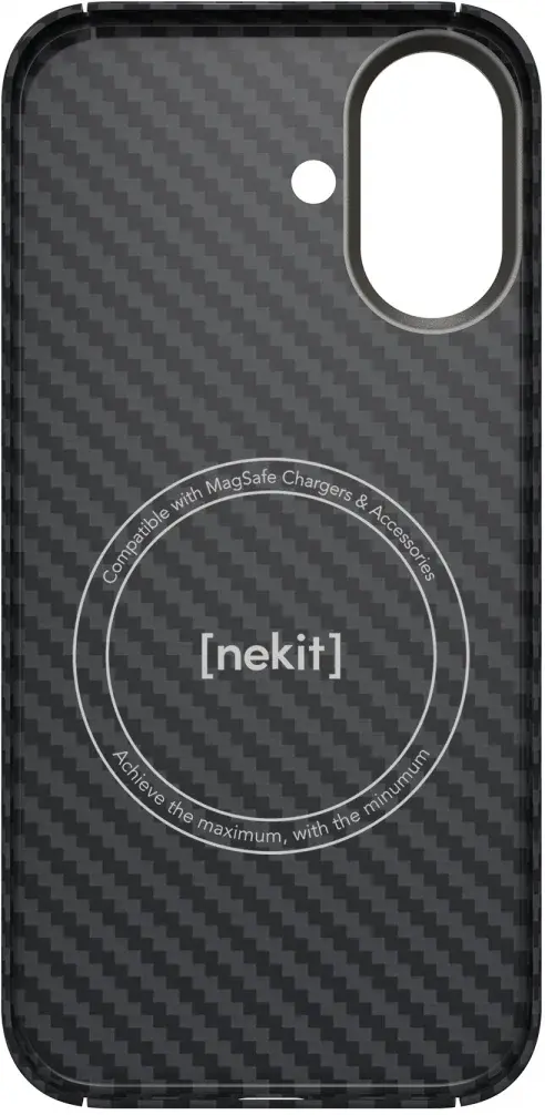 NEKIT Fiber Apple iPhone 16 Hoesje MagSafe Kevlar Back Cover Dun Zwart afbeelding 17