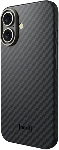 NEKIT Fiber Apple iPhone 16 Hoesje MagSafe Kevlar Back Cover Dun Zwart afbeelding 15