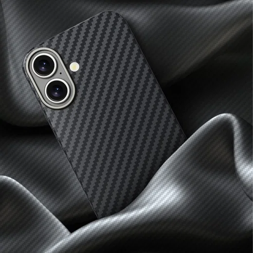 NEKIT Fiber Apple iPhone 16 Hoesje MagSafe Kevlar Back Cover Dun Zwart afbeelding 12