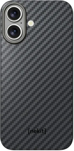 NEKIT Fiber Apple iPhone 16 Hoesje MagSafe Kevlar Back Cover Dun Zwart afbeelding 14