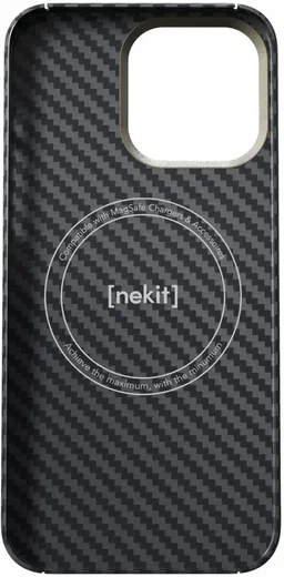 NEKIT Fiber Apple iPhone 15 Pro Max Hoesje MagSafe Kevlar Back Cover Dun Zwart afbeelding 18