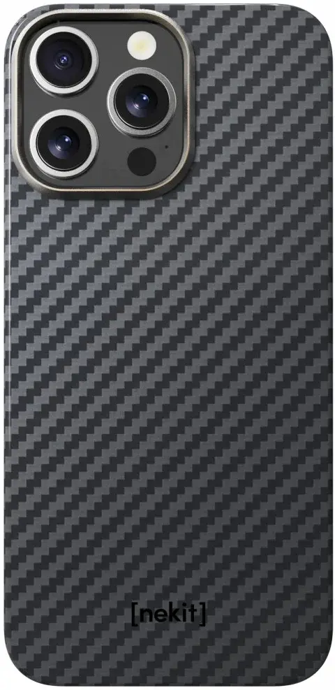 NEKIT Fiber Apple iPhone 15 Pro Hoesje MagSafe Kevlar Back Cover Dun Zwart afbeelding 15