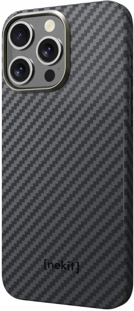 NEKIT Fiber Apple iPhone 15 Pro Hoesje MagSafe Kevlar Back Cover Dun Zwart afbeelding 16