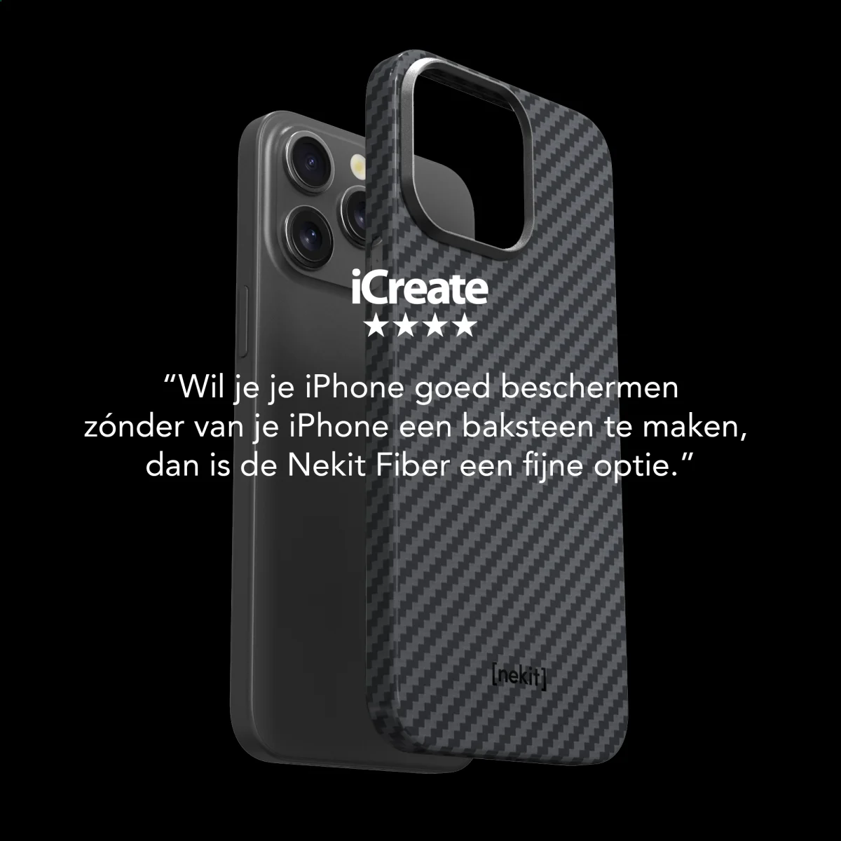 NEKIT Fiber Apple iPhone 15 Hoesje MagSafe Kevlar Back Cover Dun Zwart afbeelding 10