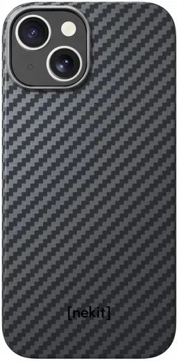NEKIT Fiber Apple iPhone 15 Hoesje MagSafe Kevlar Back Cover Dun Zwart afbeelding 14