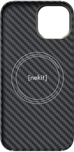 NEKIT Fiber Apple iPhone 15 Hoesje MagSafe Kevlar Back Cover Dun Zwart afbeelding 17